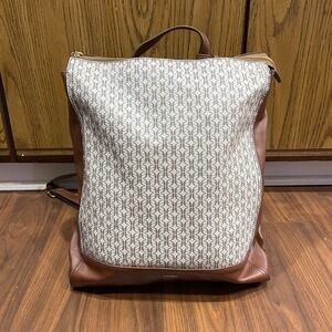 Fossil Elina Large‎ Convertible Travel Backpack Brown Leather White Bag Handbag